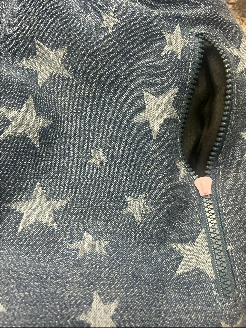 Wildfox Blue Star-Print Denim Drawstring Summer bag Backpack
